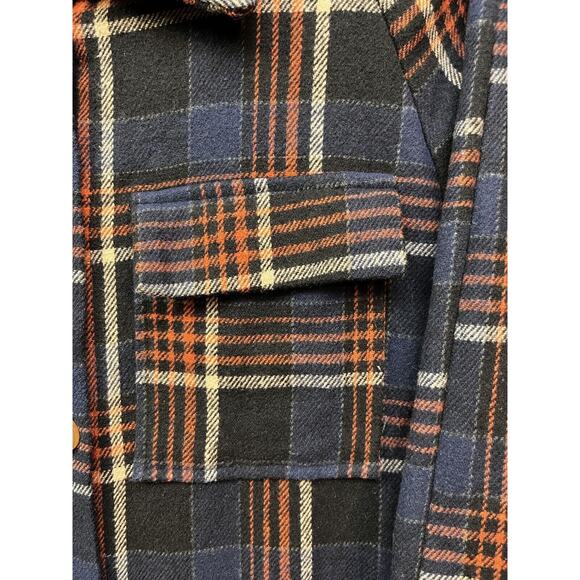 Shein MOOSTA Plaid Pocket Drop Shoulder Flannel Shacket Coat Womens Small Blue - Picture 9 of 9